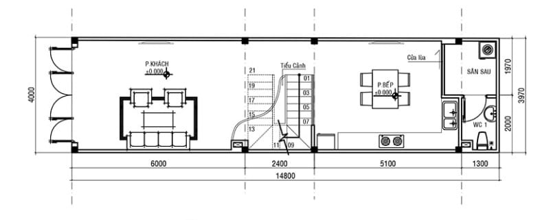 thiết kế nhà ống 3 tầng 4x15