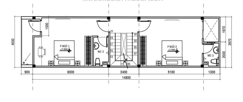 thiết kế nhà ống 3 tầng 4x15