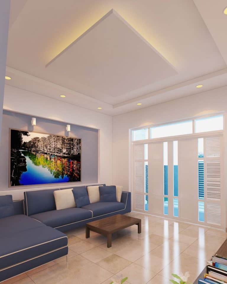 Không gian phòng khách thiết kế đơn giản với tông màu sáng